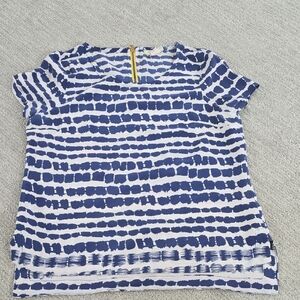 Anthro Silk Top W Zipper Back Detail